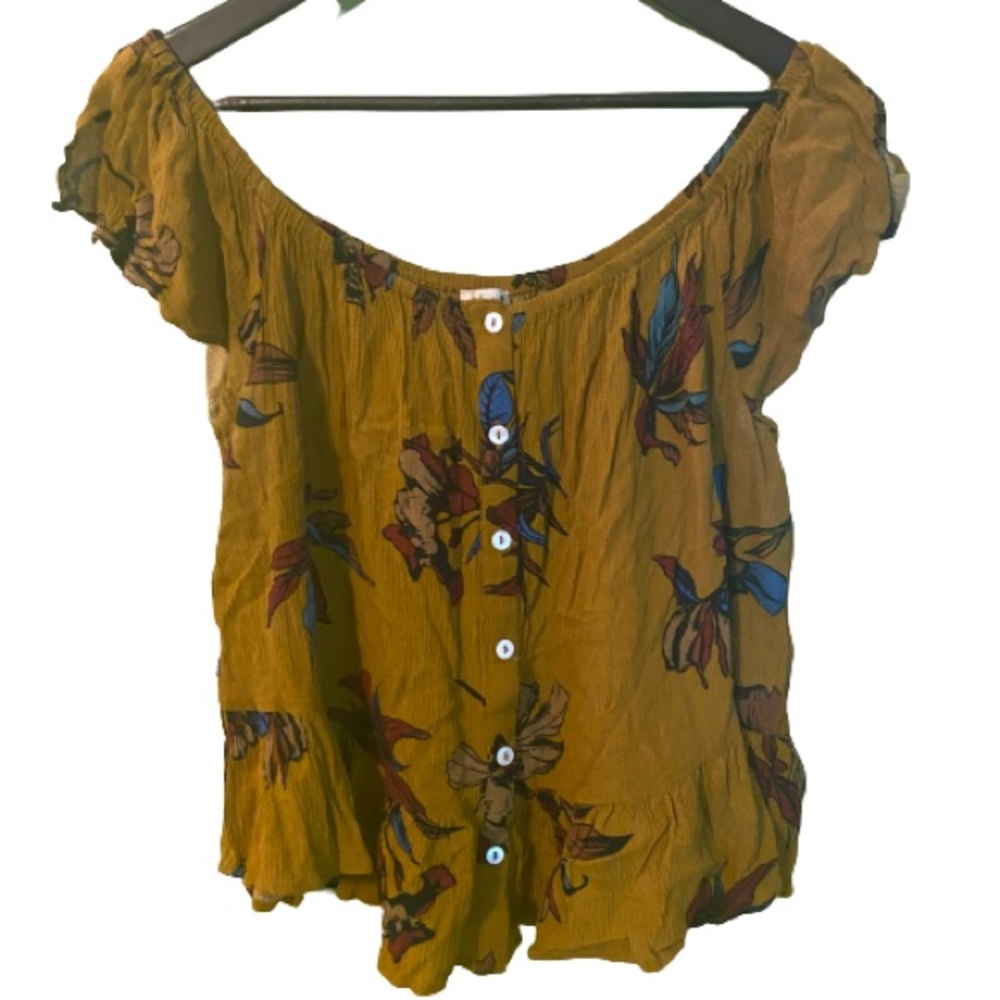 Anthropologie peasant style off shoulder top